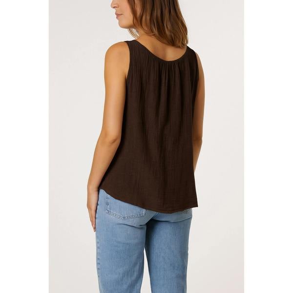 Blue Vanilla Sleeveless Basic Necklace Crosshatch Top