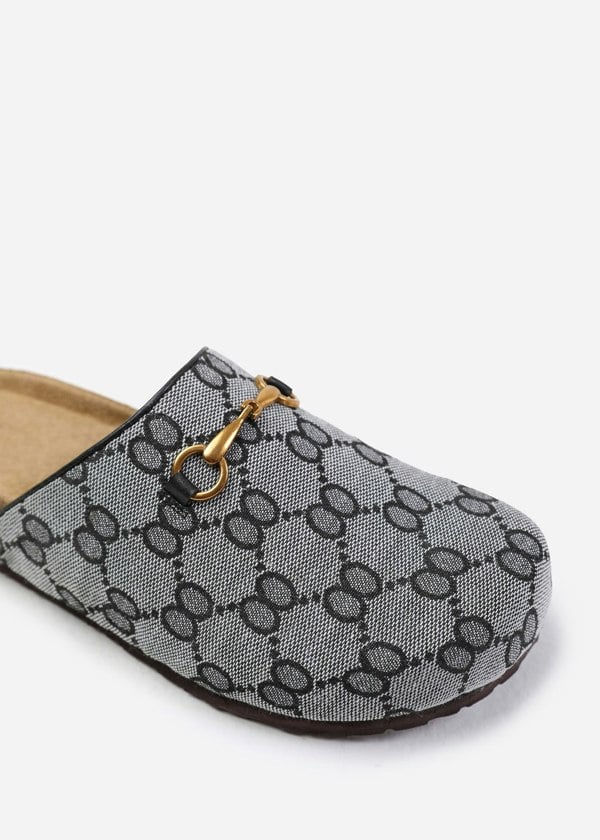 Where's That From Dublin Open Back Slip on Loafer With Gold Detail in Grey