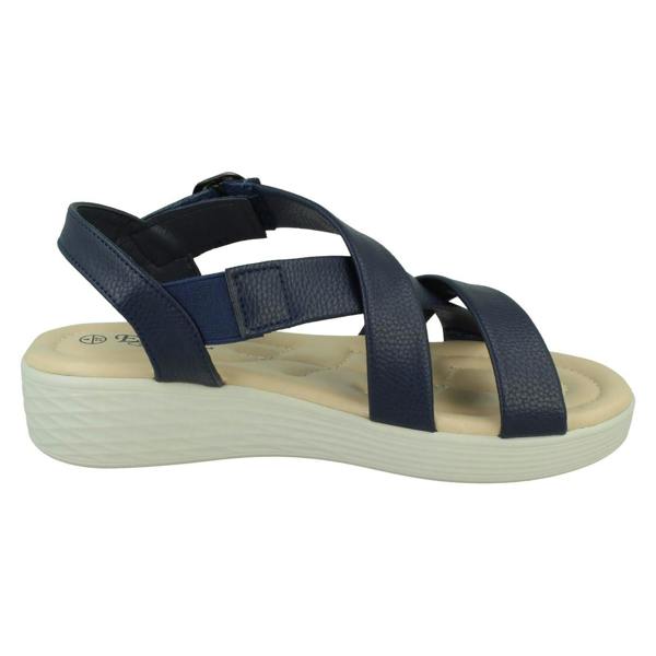 Eaze Ladies Eaze Low Wedge Cross Strap Sandal with Buckle F12078