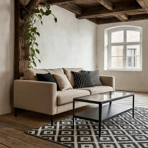 Wyld Haus Florianopolis Black Wood and Glass Top Coffee Table