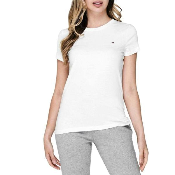 Tommy Hilfiger Womens/Ladies Embroidered Logo Cotton T-Shirt - White - 