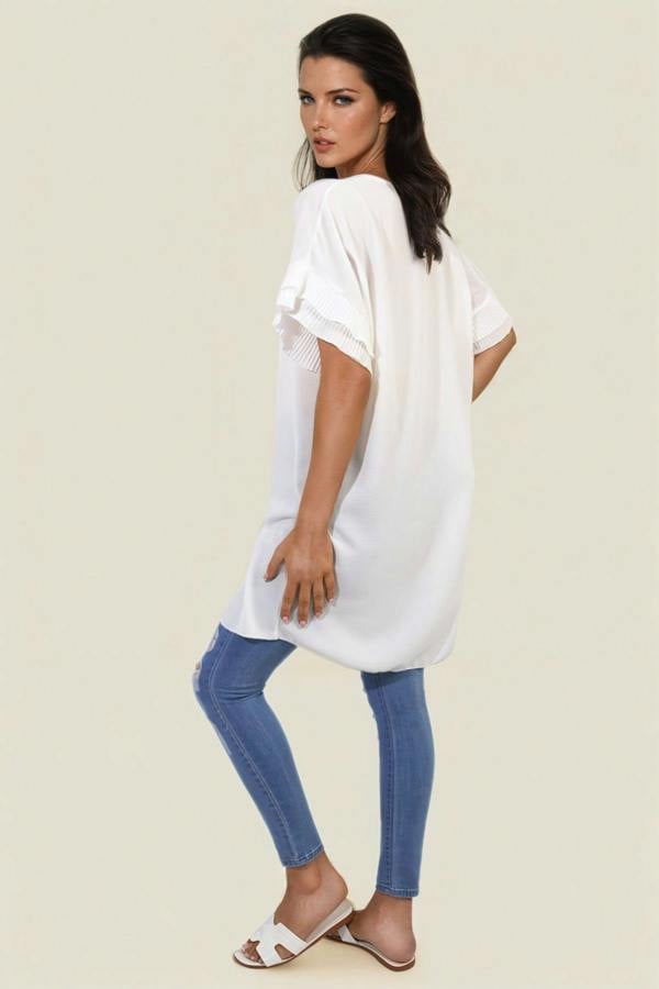 Lucille Ruffled Sleeve Mini Dress - White