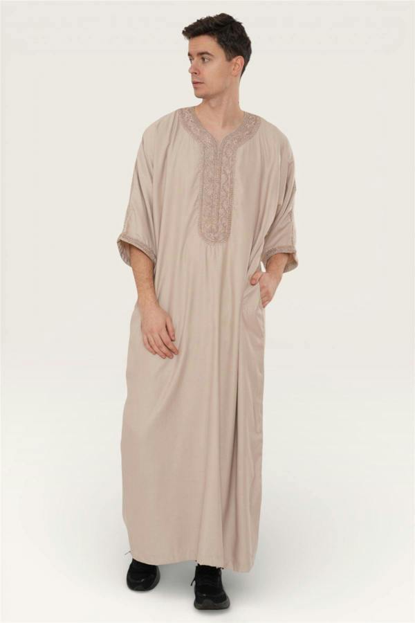 Infinity Leather Men's Moroccan Thobe Robe Djellaba Gandoura Eid Jubba- HM66