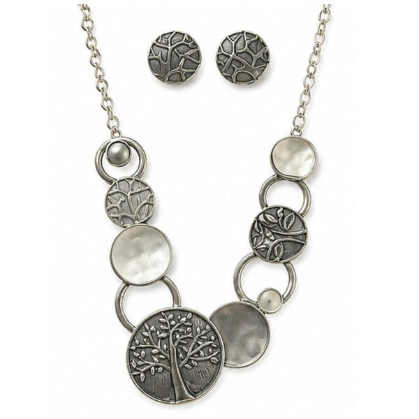 Love EMVY Tree of Life Necklace & Earrings Set - Grey