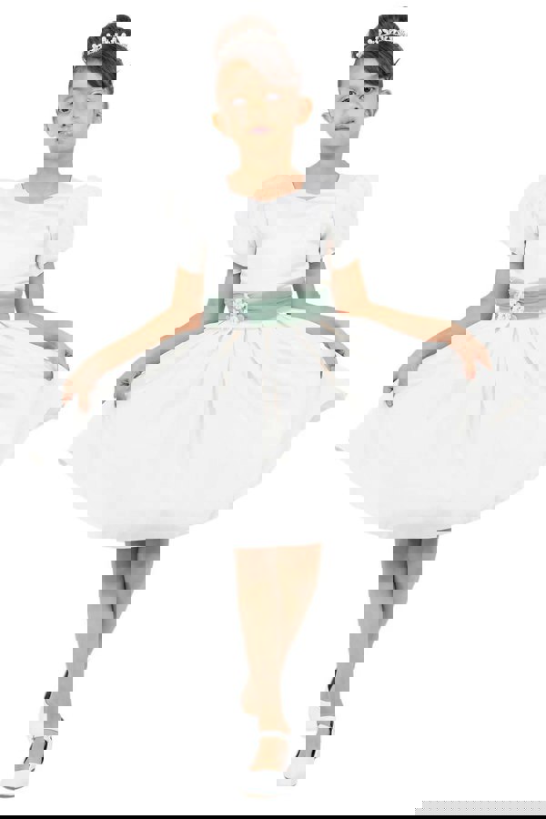 pretty girl holding her dress