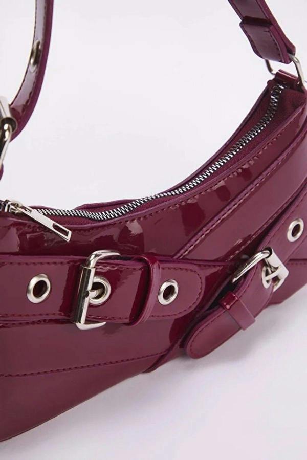WOVCOR Baguette Shoulder Bag with Belt Buckle Detail