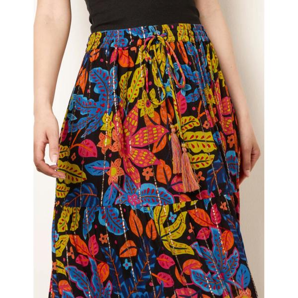 Blue Vanilla Tiered Bright Maxi Skirt