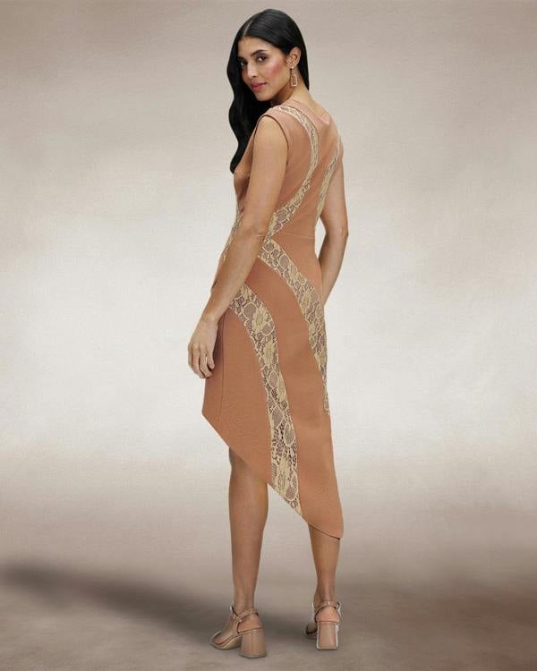HotSquash Bodycon Dress with Lace Panelling