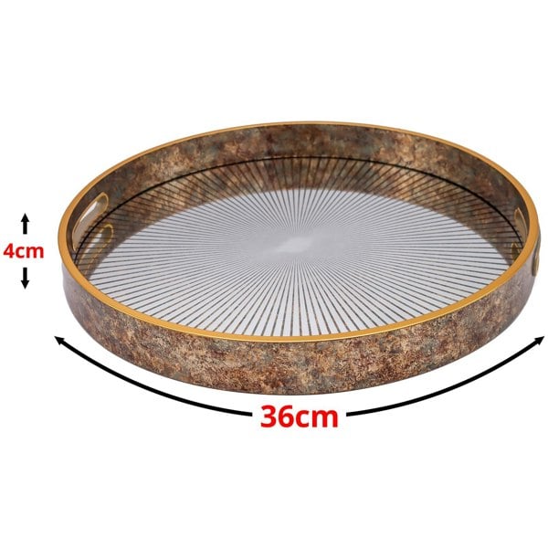 Maison des Cadeaux Round Sunburst Decorative Coffee Table Tray