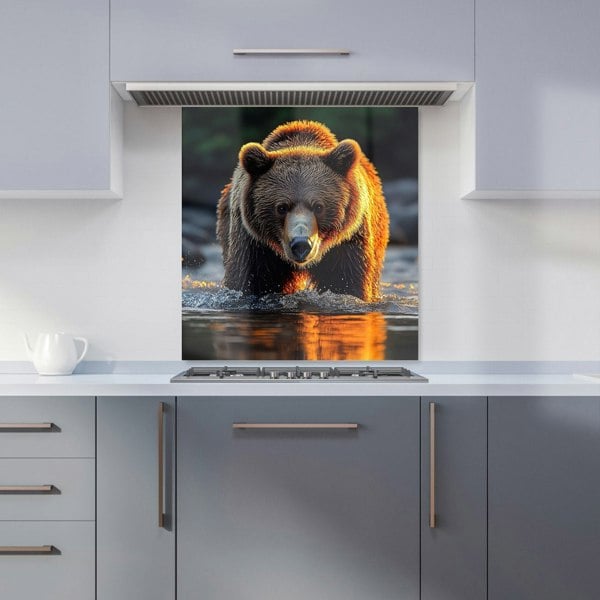 Warren Reed Grizzly Bear Glass Kitchen Splashback - 00019