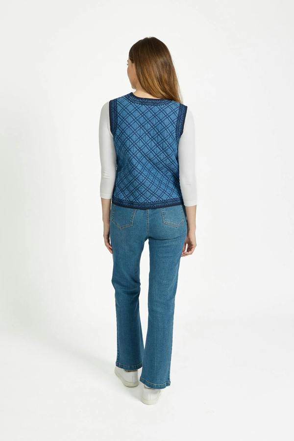 Mudflower Denim Quilted Embroidered Gilet