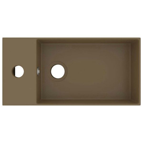 Berkfield Bathroom Sink with Overflow Ceramic Matt Cream
