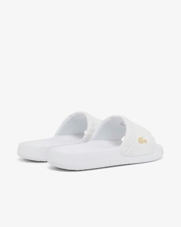Lacoste Serve Hybrid Monogram Slides - White/White 21G | CHO | Designer Mens Sandals