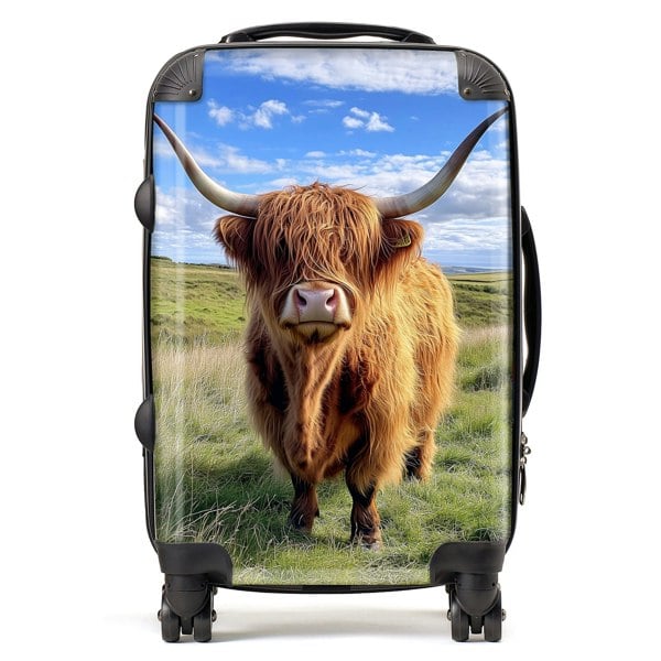 Warren Reed Highland Cow In Summer Suitcase