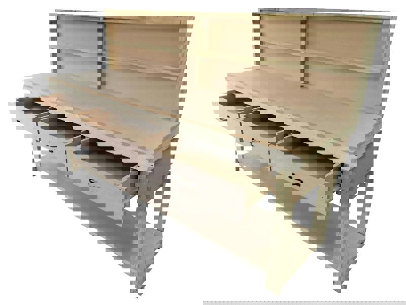 Wooden MDF Top Workbench – Durable Tool Cabinet with Drawers and Back Panel, Ideal for Dry Indoor Spaces Such as Garages, Workshops, and Studios.