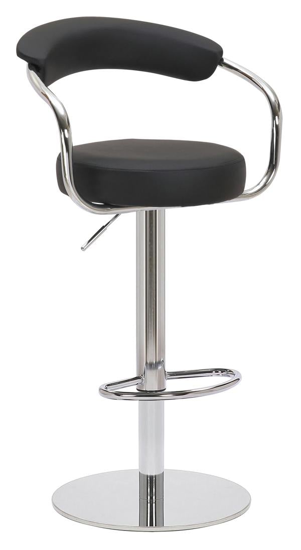 Lamboro Zenith Deluxe Single Kitchen Bar Stool, Chrome Footrest, Height Adjustable Swivel Gas Lift, Faux Leather Seat & Backrest, Black