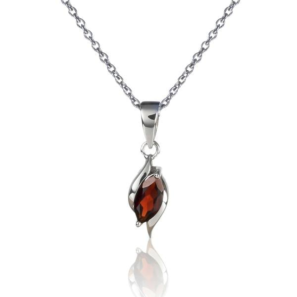namana 925 Sterling Silver Garnet Marquise Pendant Necklace