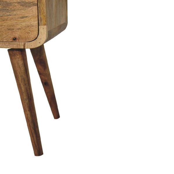 Wyld Haus Parma Mini Oak Mango Wood Curved Bedside 2 Drawers