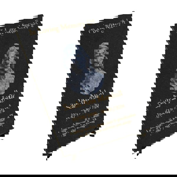 Memorials Direct Granite Memorial Etched Portrait Plaque, Add a Portrait, Personalised Text and Stand Included