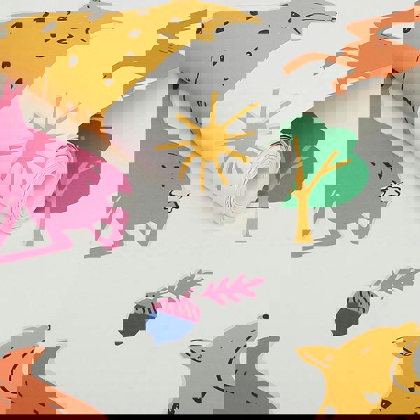 Joules Country Critters Heroes Wallpaper - White / Rainbow - 10m