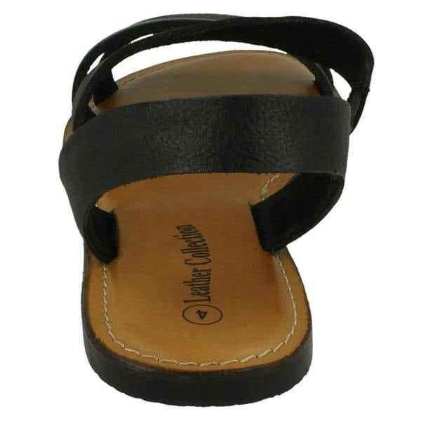 Leather Collection Ladies Leather Collection Flat Y Strap Slingback Mule