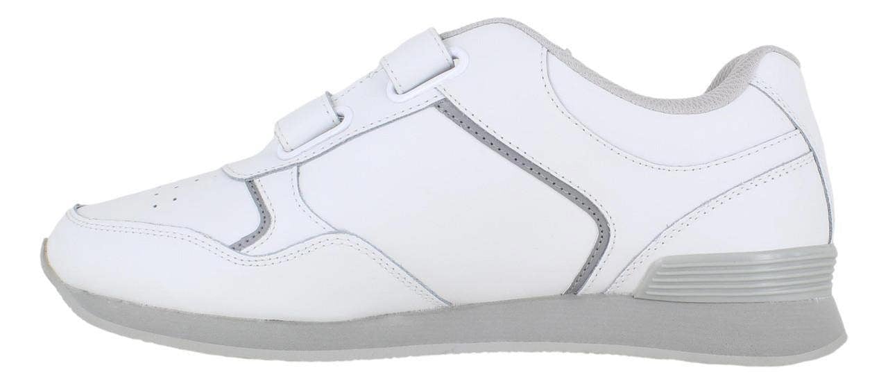 Crown King Mens/Womens Leather Lace Up/Touch Fasten Crown Green Bowls Sports Shoes Trainers, white leather athletic footwear with grey accents and a cushioned sole for sports and casual wear.