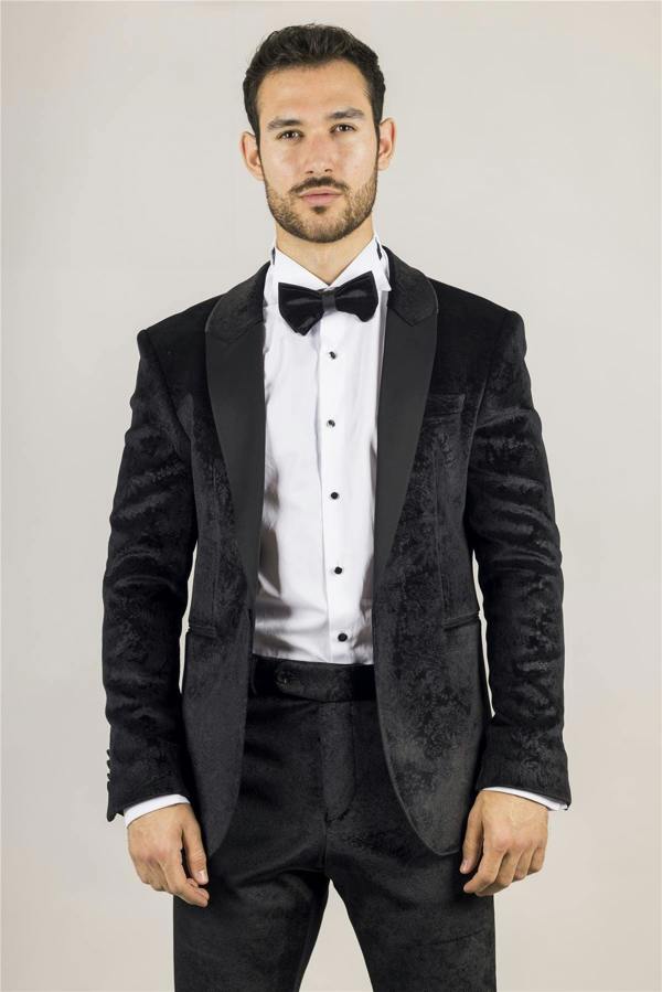 Infinity Leather Men's Black 3 Piece Velvet Wedding Tuxedo Formal Suit