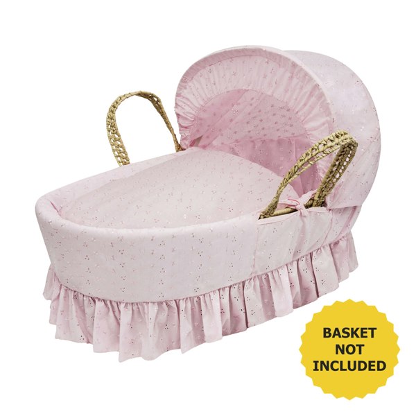 Kinder Valley Broderie Anglaise Pink Moses Basket Bedding Set