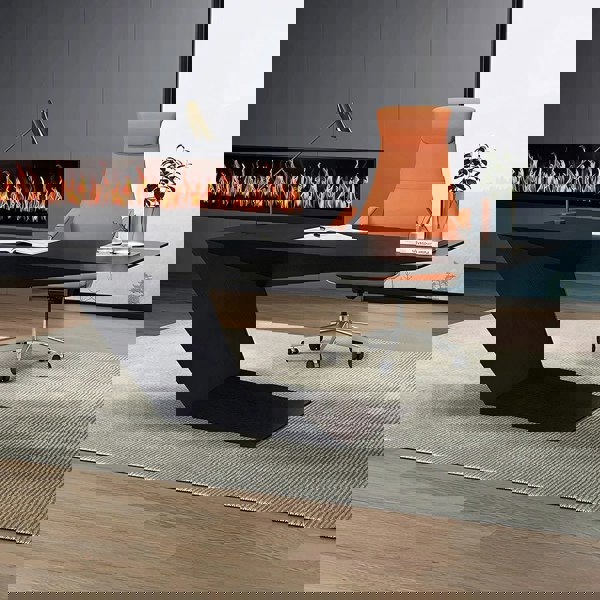 Detail view of Kofi Modern Office Desk For Home, Black Wood with smallest office desk