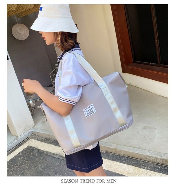 Anymom Mommy Baby Changing Bag Grey Waterproof Handbag Expandable Size With Zipper