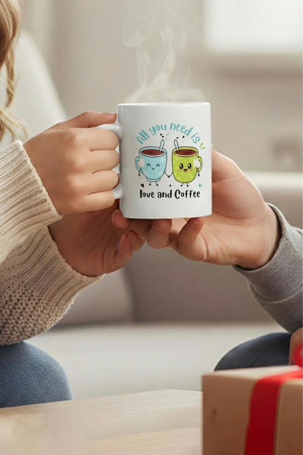 Dyzi All You Need Is Love And Coffee Printed Mug Valentine’s Day Gift