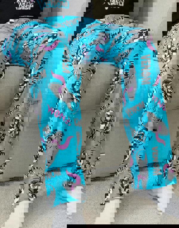 Marvel Mens Black Venom Short Sleeve Long Leg Pyjama Set