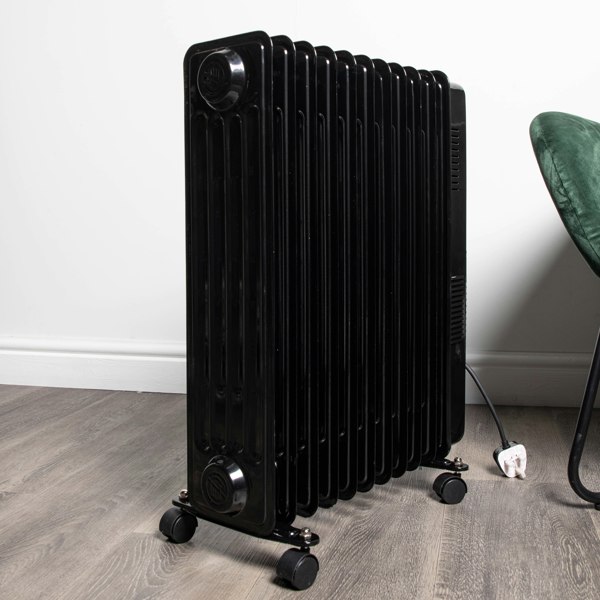 Samuel Alexander 2.5kw 11 Fin Black Electric Oil Filled Radiator / Heater Turbo & 24 Hour Timer