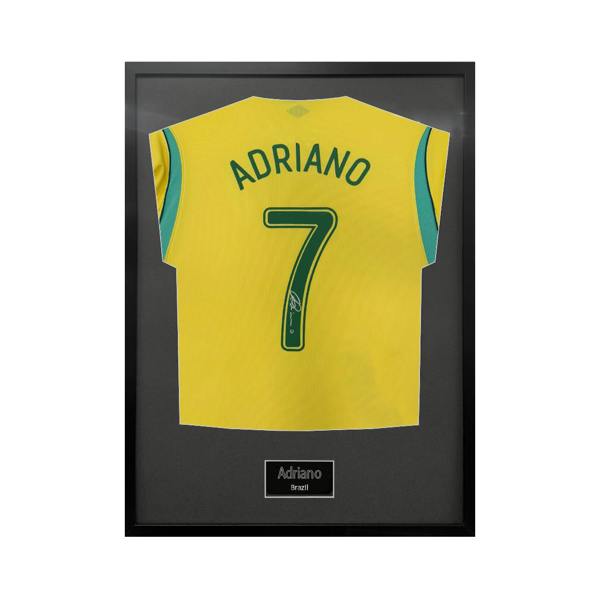Adriano Signed Brazil Shirt Standard Frame
