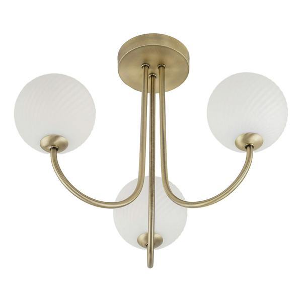 Modern Antique Brass Plated Ceiling Light Fitting with Swirl Glass Image 5