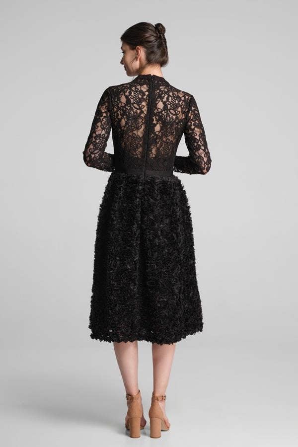 Rumour London Grazia midi dress with lace bodice and ruffled-tulle skirt