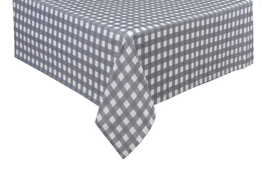 Smart Living Premium Elegant Gingham 100% Cotton Tablecloth - Grey