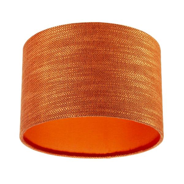 Designer Bobbled and Textured Linen Lamp Shade in Rustic Orange Image 5