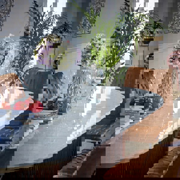 IH Design Miel Mango Wood Dining Table 170Cm With Marble Top