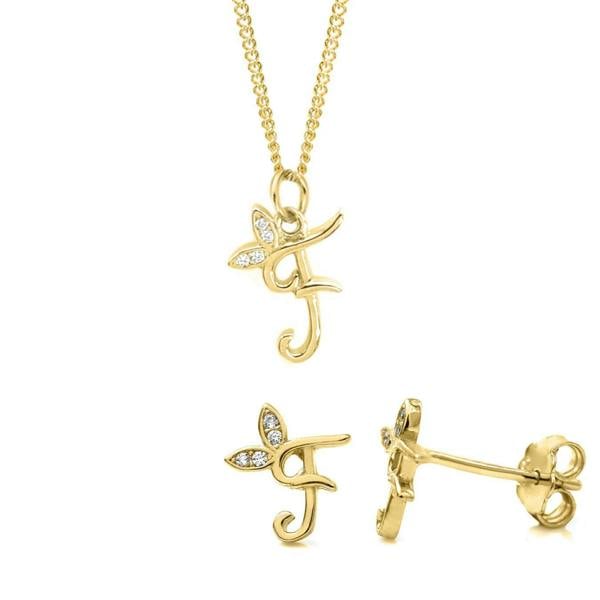Say It With Dainty Winged Initial Bundle - Yellow Gold