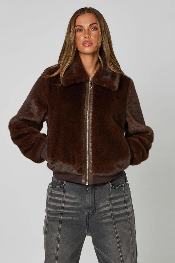 Urban Bliss Faux Fur Bomber Jacket