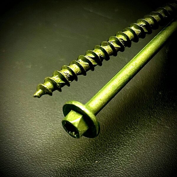 Fixaball Landscape Screw Sleeper Decking Hex Drive Flange Green  C.E