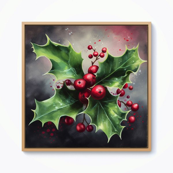 Warren Reed Splash Art Holly Framed Canvas