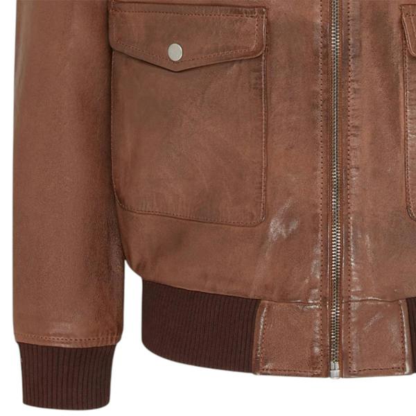 Infinity Leather Men’s Leather Bomber G-1 Aviator Collar Jacket  - Maverick