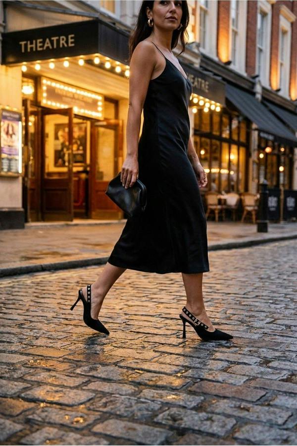 Anais Faux Suede Pointed Toe Heels - Black