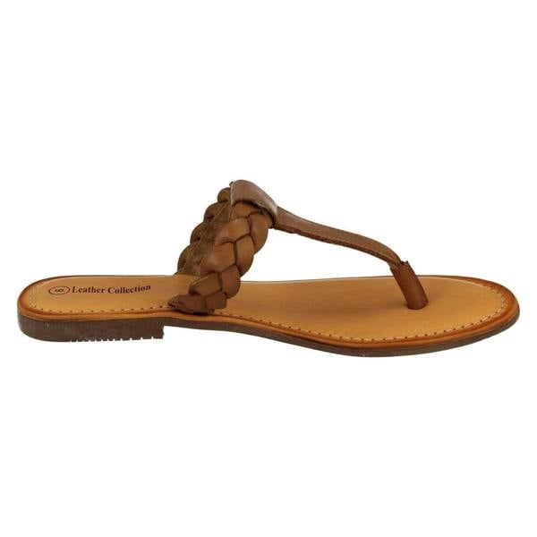 Leather Collection Ladies Leather Collection Braided Toepost Sandals