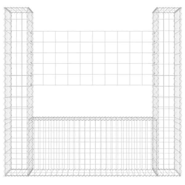 Berkfield U-shape Gabion Basket with 2 Posts Iron 140x20x150 cm