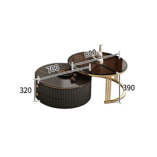 Bell Nesting Coffee Table Set, White & Gold-Weilai Concept-Weilai Concept