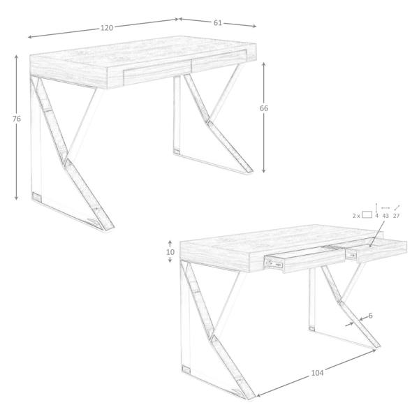 Angel Cerdá White Wood and Chromed Steel Desk 3014