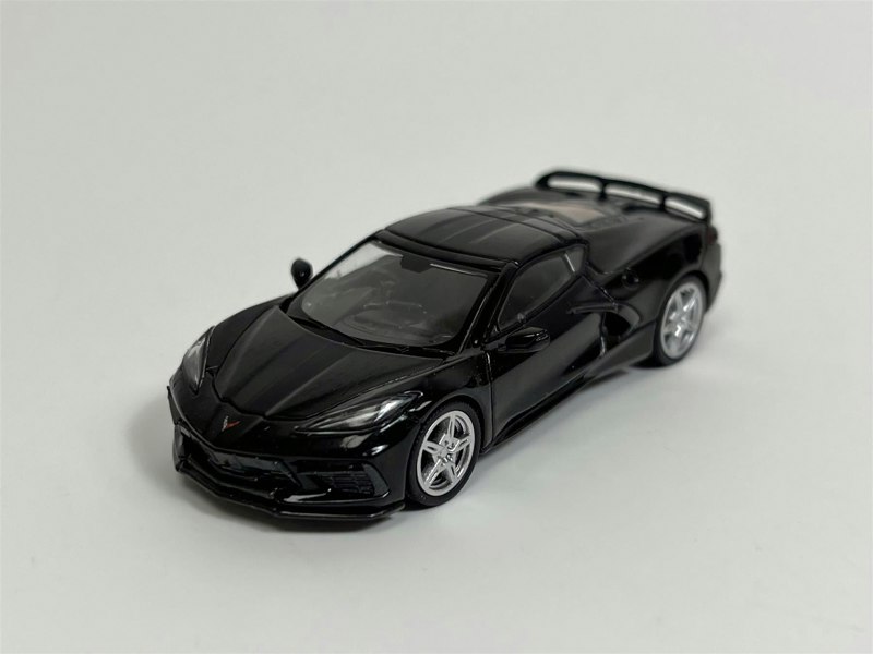 Mini GT Chevrolet Corvette Stingray Black With Midnight Grey Stripe RHD 1:64 Scale MGT00153R